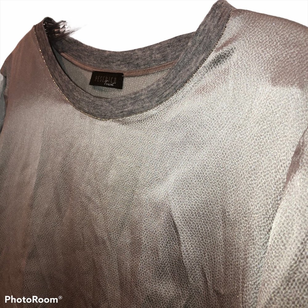 Light Gray Women's Long Sleeve Pullover Top - Picture 4 of 5